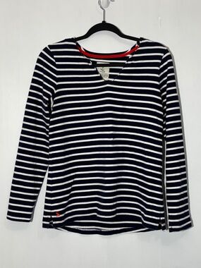 Joules Harbour Notch‎ Neck Breton Striped Blue/White Long Sleeve Shirt US Size 6